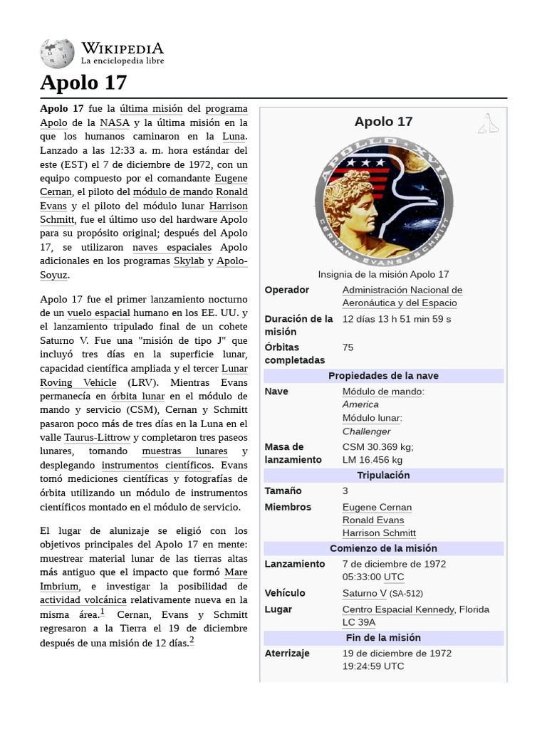 Apolo_17 | PDF | Programa Apolo | Astronáutica