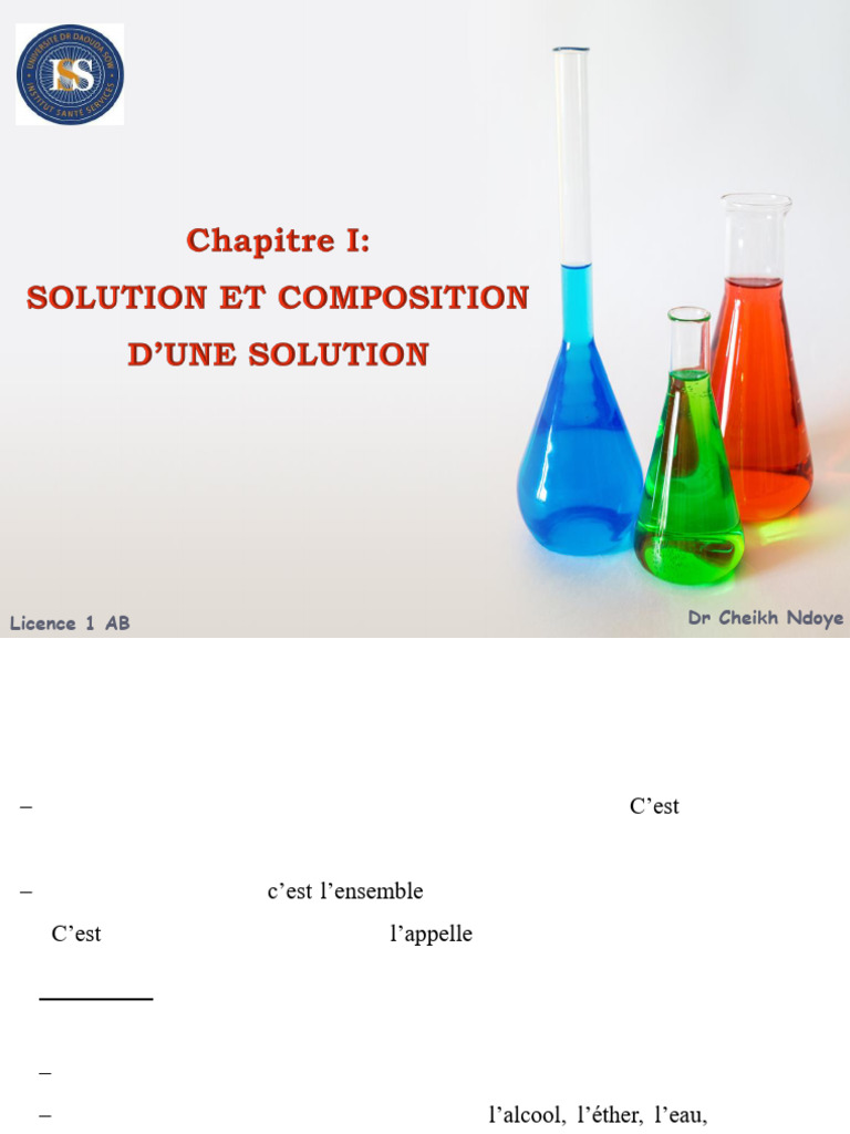 Chapitre1-Solution Et Composition D'une Solution | PDF | Concentration ...