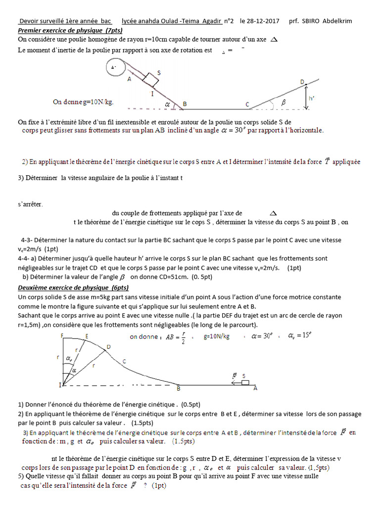 Devoir 2 Modele 2 Physique Chimie 1er Bac Semestre 1 3 | PDF