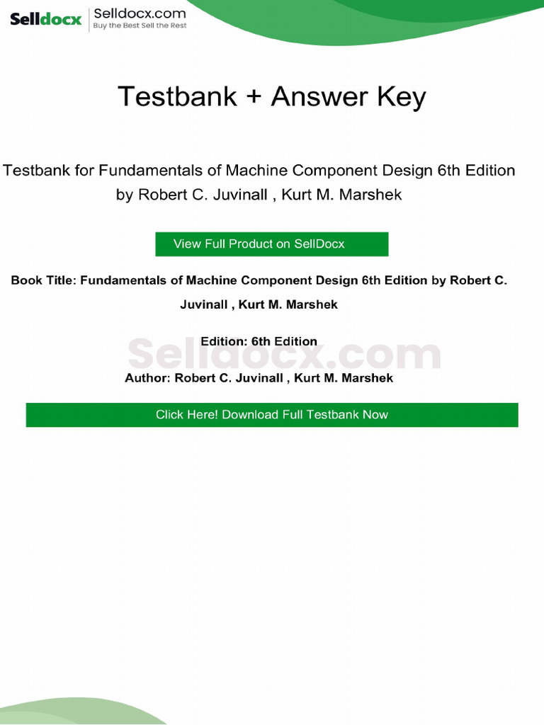 Fundamentals of Machine Component Design 6th Edition Solution Manual | PDF