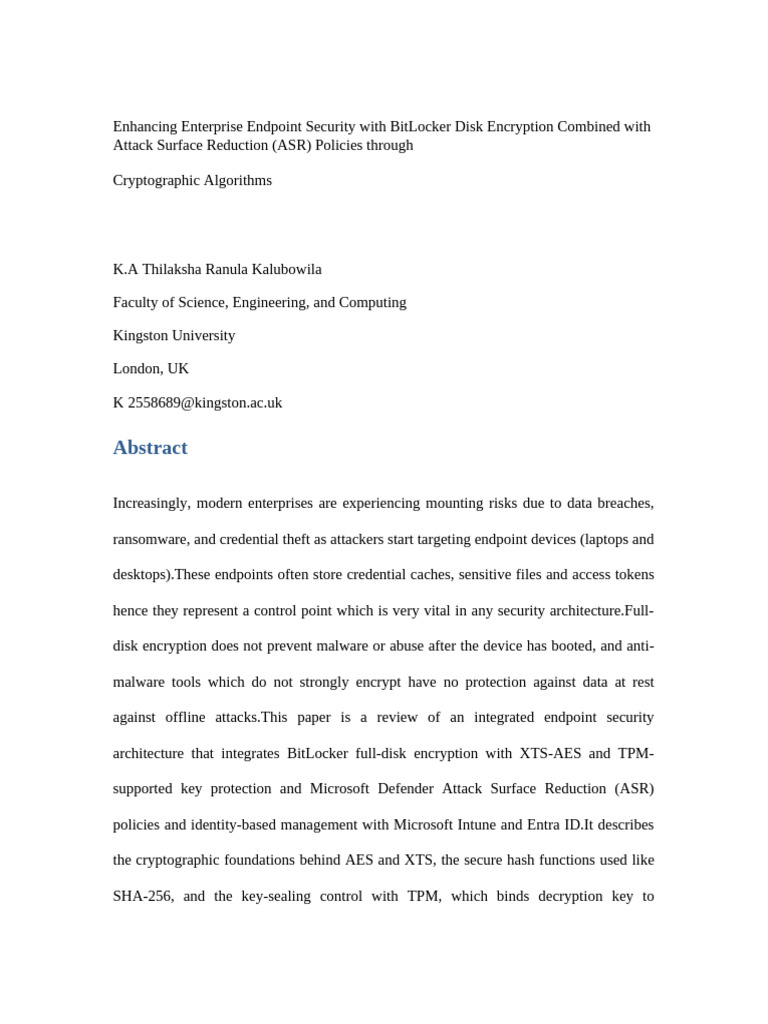 Enhancing Enterprise Endpoint Security With BitLocker, ASR Policies ...