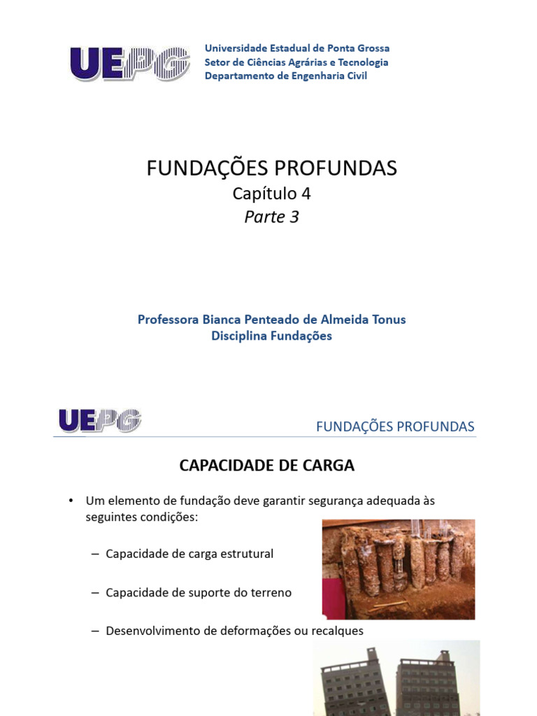 4 - UEPG - Fundações - Fundações profundas - Parte 3 | PDF | Atrito