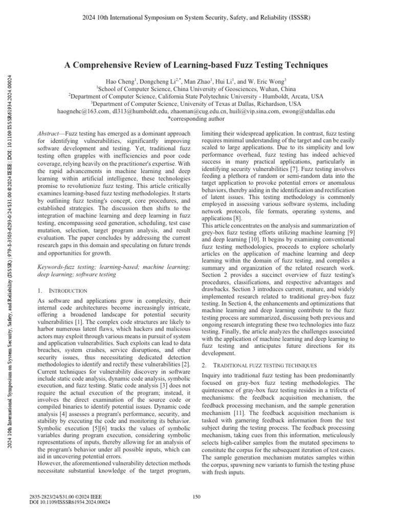 A Comprehensive Review of Learning-based Fuzz Testing Techniques | PDF ...