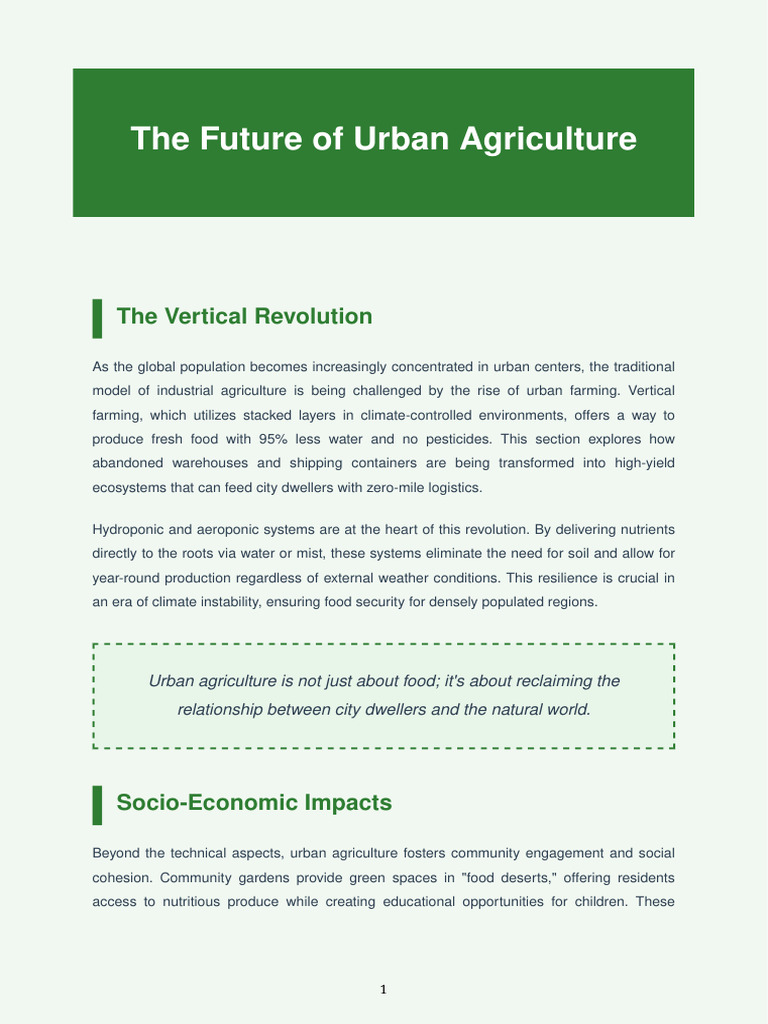 The Future of Urban Agriculture | PDF | Urban Agriculture | Agriculture
