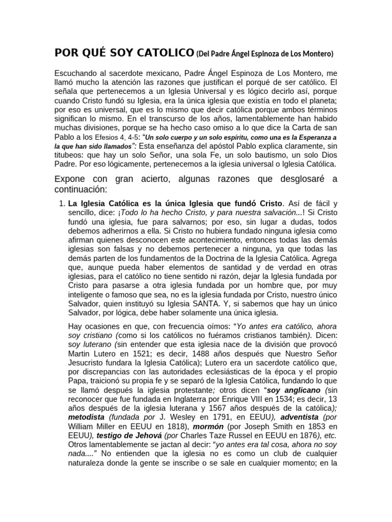 Por Qué Soy Católico_P. Angel Espinoza | PDF | Cristo (título ...