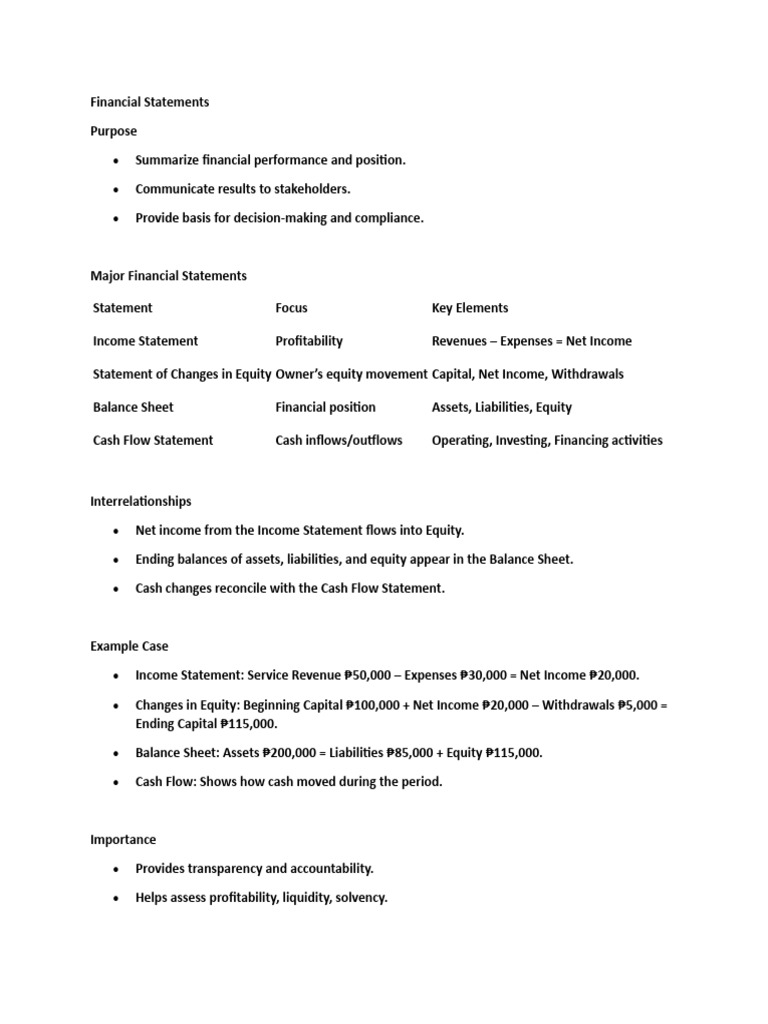 Financial Statements | PDF | Balance Sheet | Income Statement