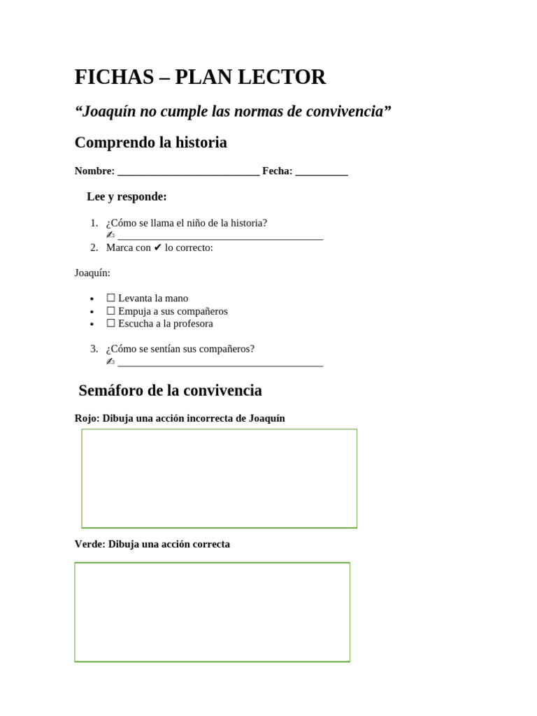 Ficha Plan Lector | PDF