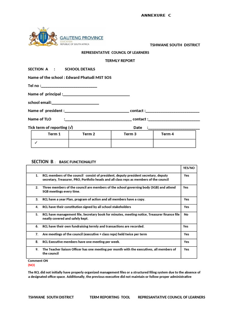 RCL TERM REPORTING TOOL | PDF | Bullying