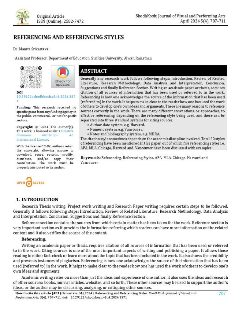 Referencing and Referencing Styles | PDF | Citation | Plagiarism