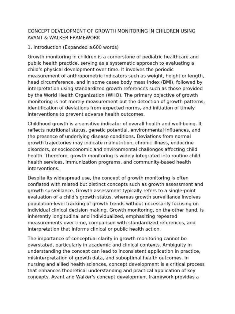 Avant And Walker Concept Development PDF Malnutrition Obesity