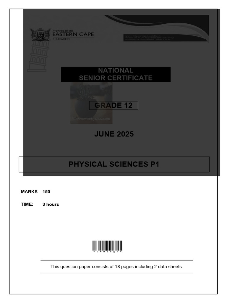 EC Physical Sciences Grade 12 June 2025 P1 and Memo | PDF | Force ...