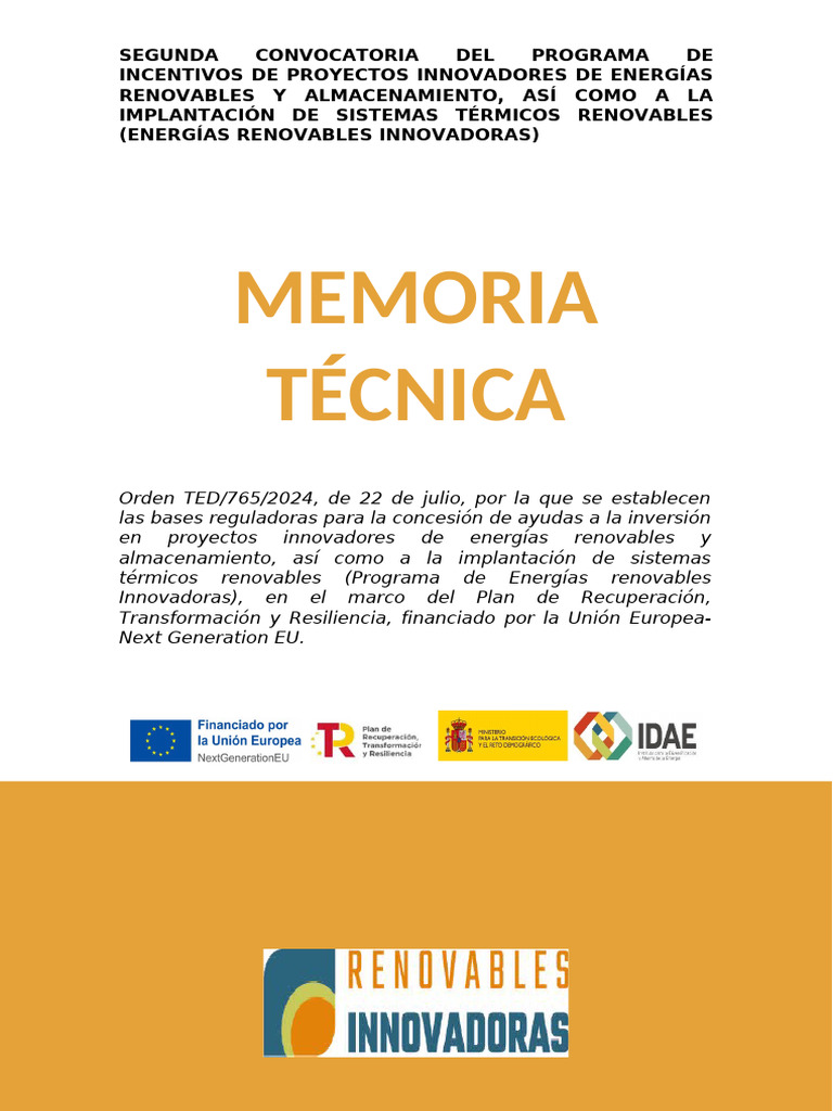 1.1_memoria_tecnica_eerr_innovadoras_2_v1 | PDF | Fotovoltaica