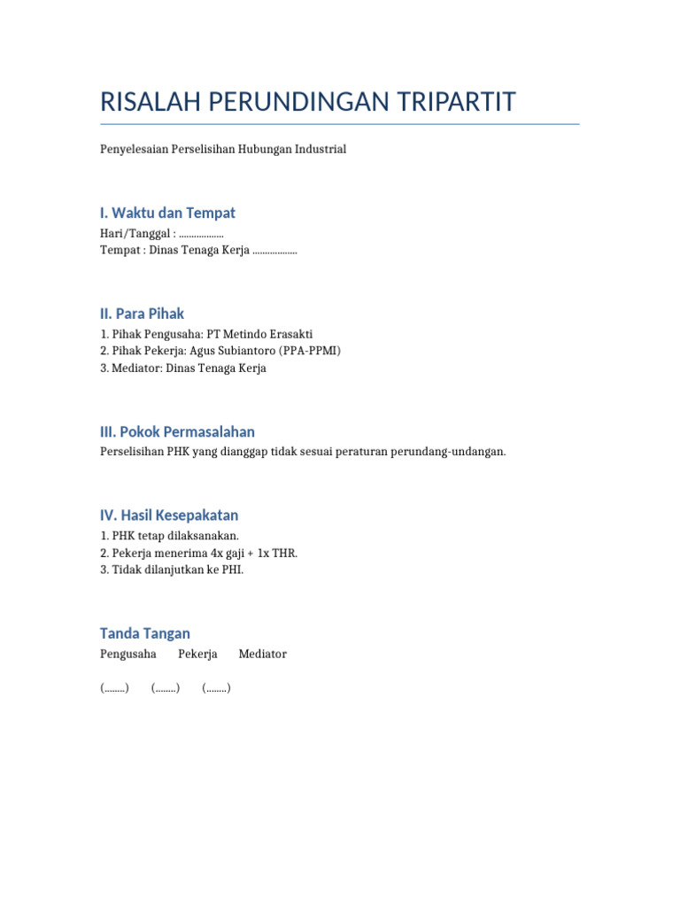 Risalah Tripartit Dan SKB | PDF