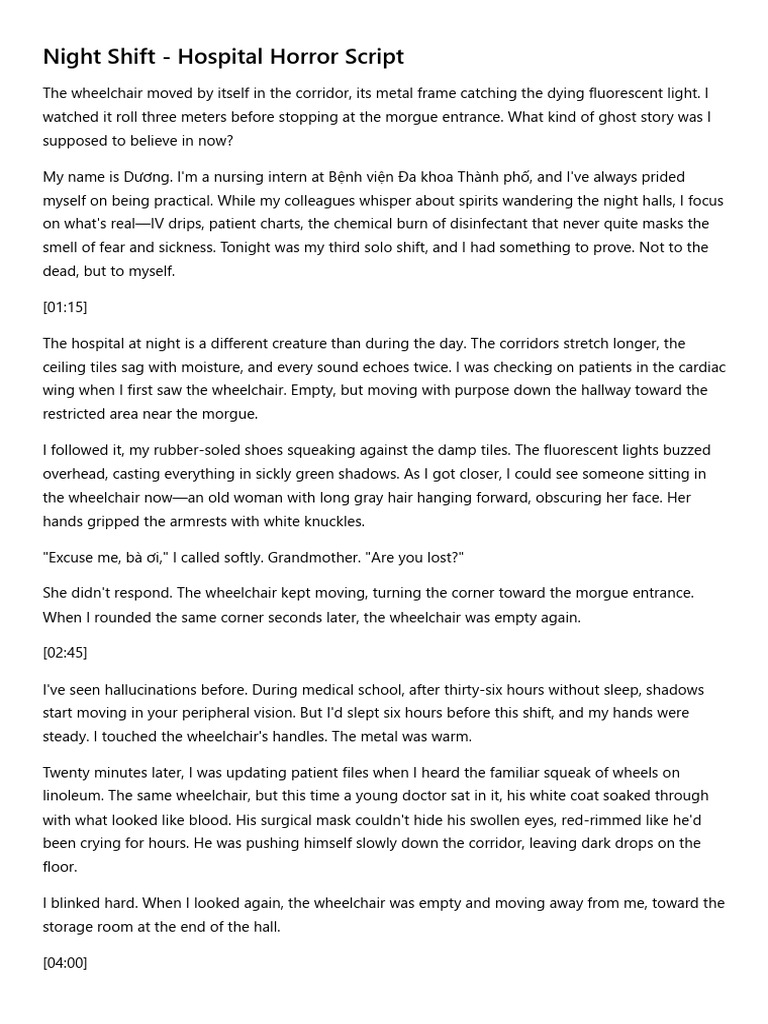 Night Shift - Vietnamese Hospital Horror Script | PDF