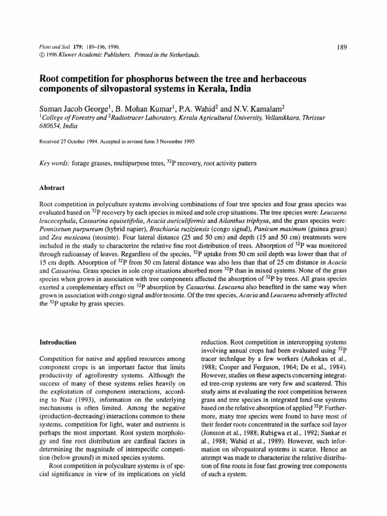 Root competition between the tree and herbaceous components of ...