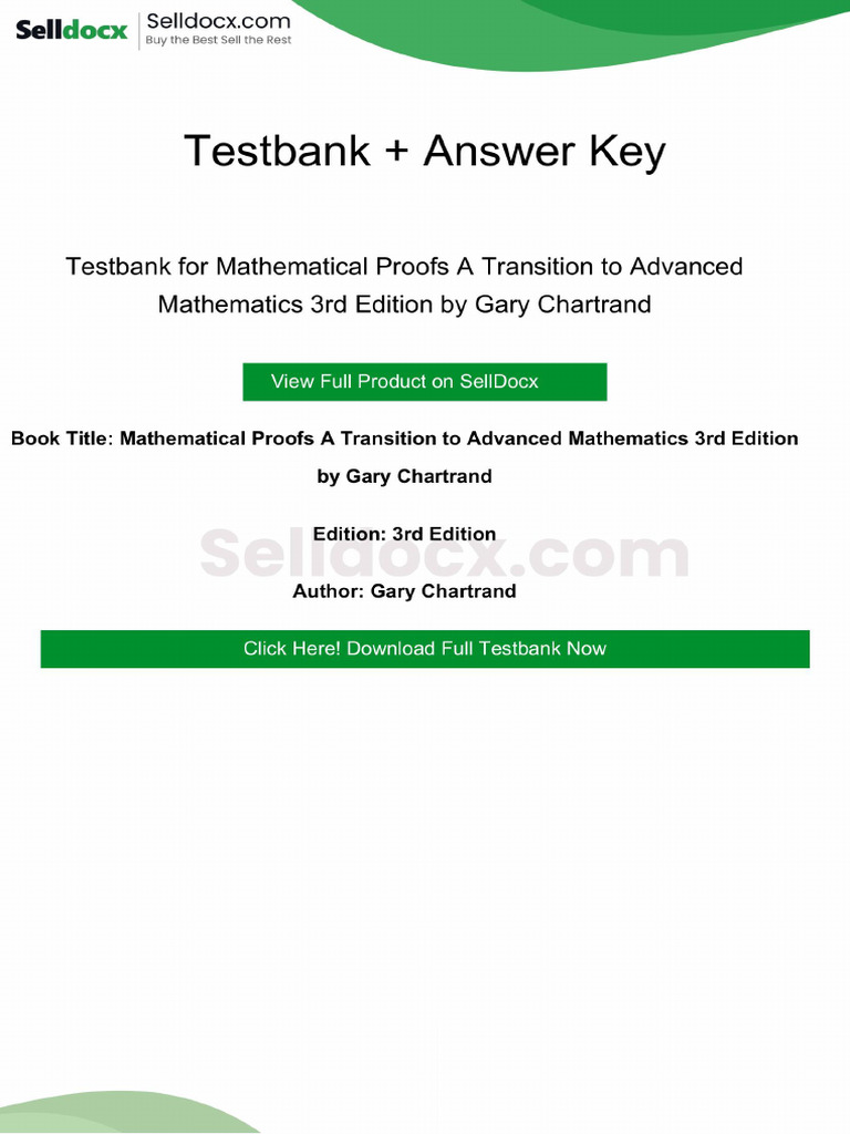 Mathematical Proofs a Transition to Advanced Mathematics 3rd Edition ...