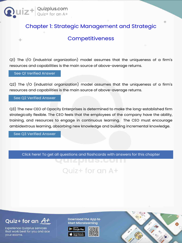 The Io Industrial Organization Model Assumes That the Uniqueness of a ...