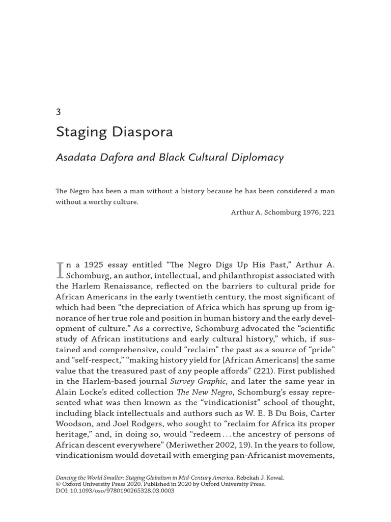 staging diaspora - Asadata Dafora and Black Cultural Diplomacy | PDF ...