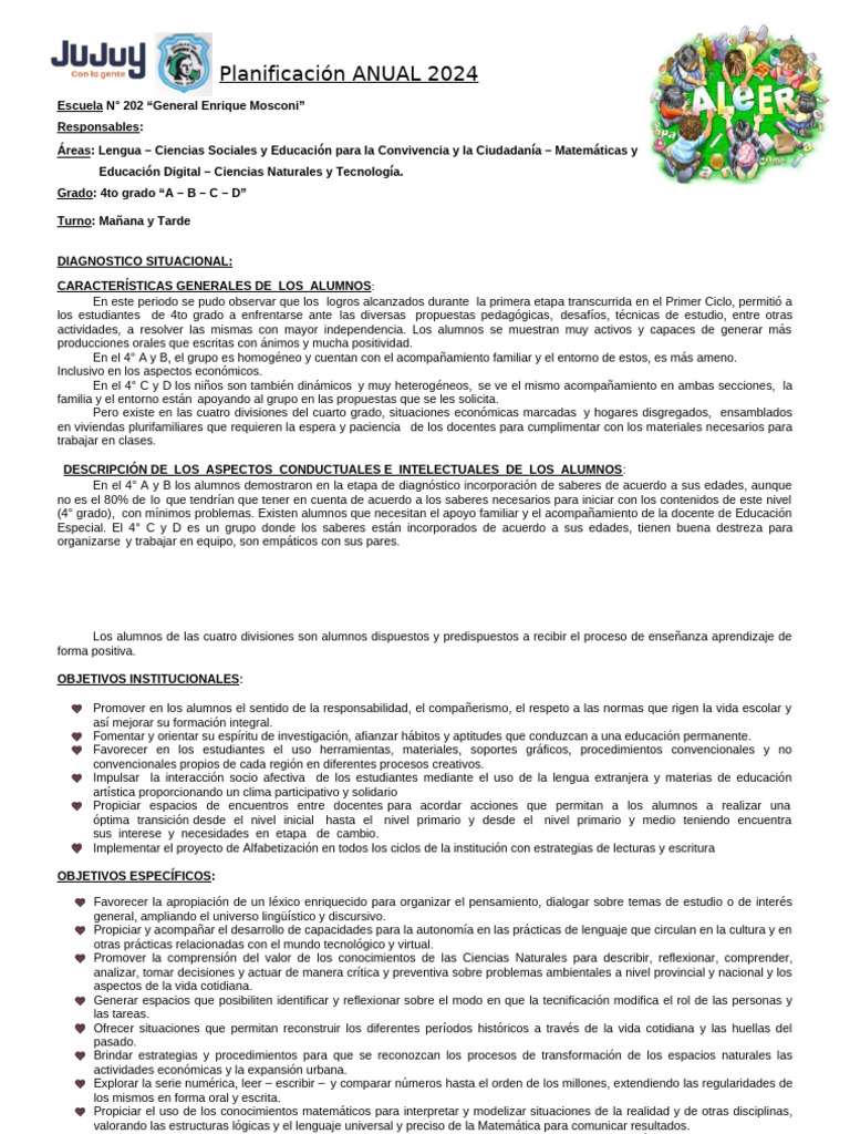 ANUAL- 2025 de 4to Grado | PDF | Educación primaria | Enseñando