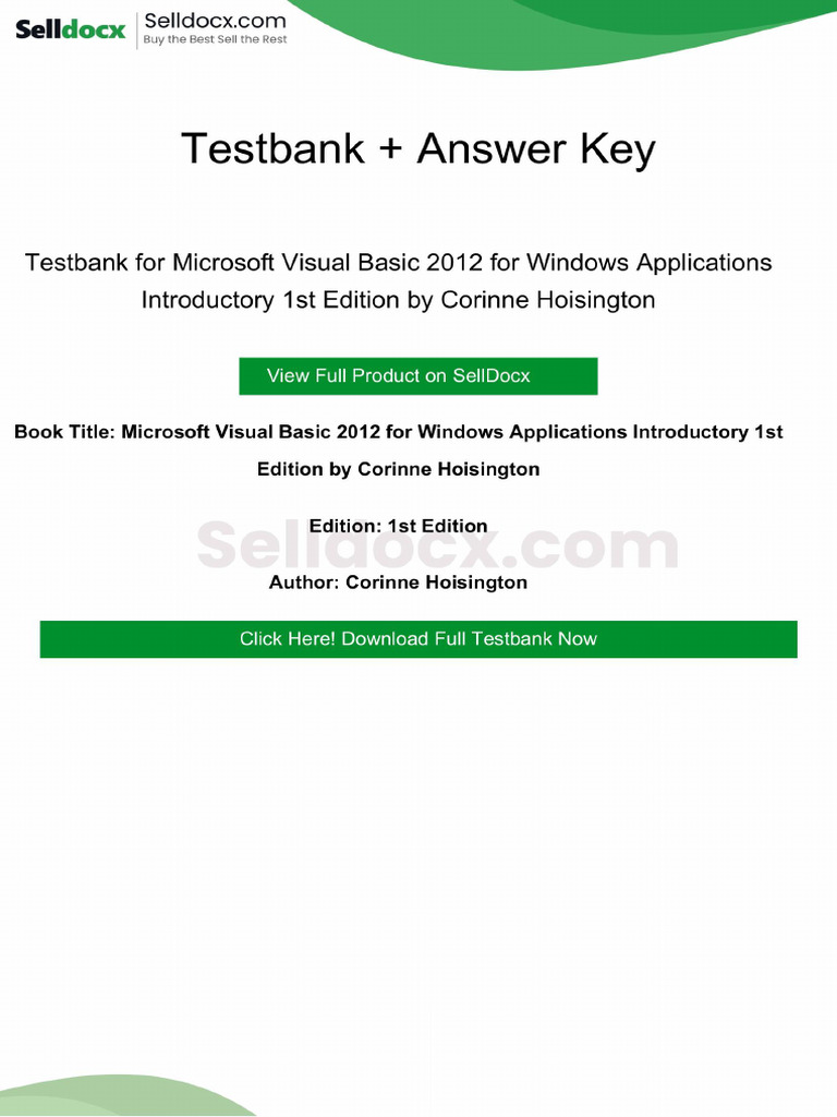 Microsoft Visual Basic 2012 for Windows Applications Introductory 1st ...