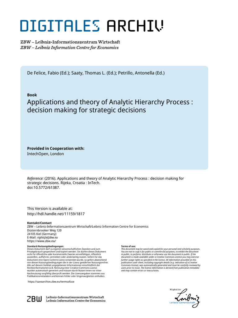 Applications and Theory of Analytic Hierarchy Process | PDF | Supply ...