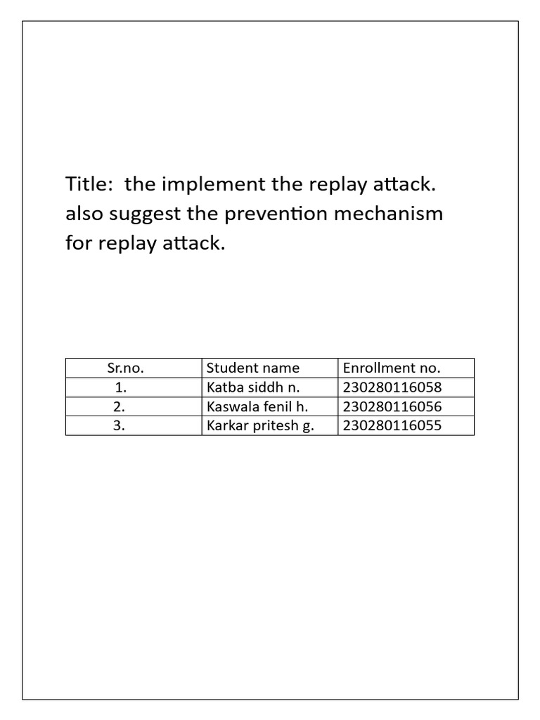Replay Attack | PDF | Password | Access Control