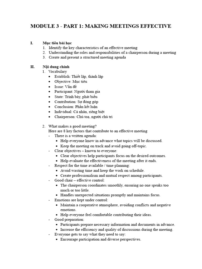 MODULE 3 - PART 1_Making Meetings Effective | PDF