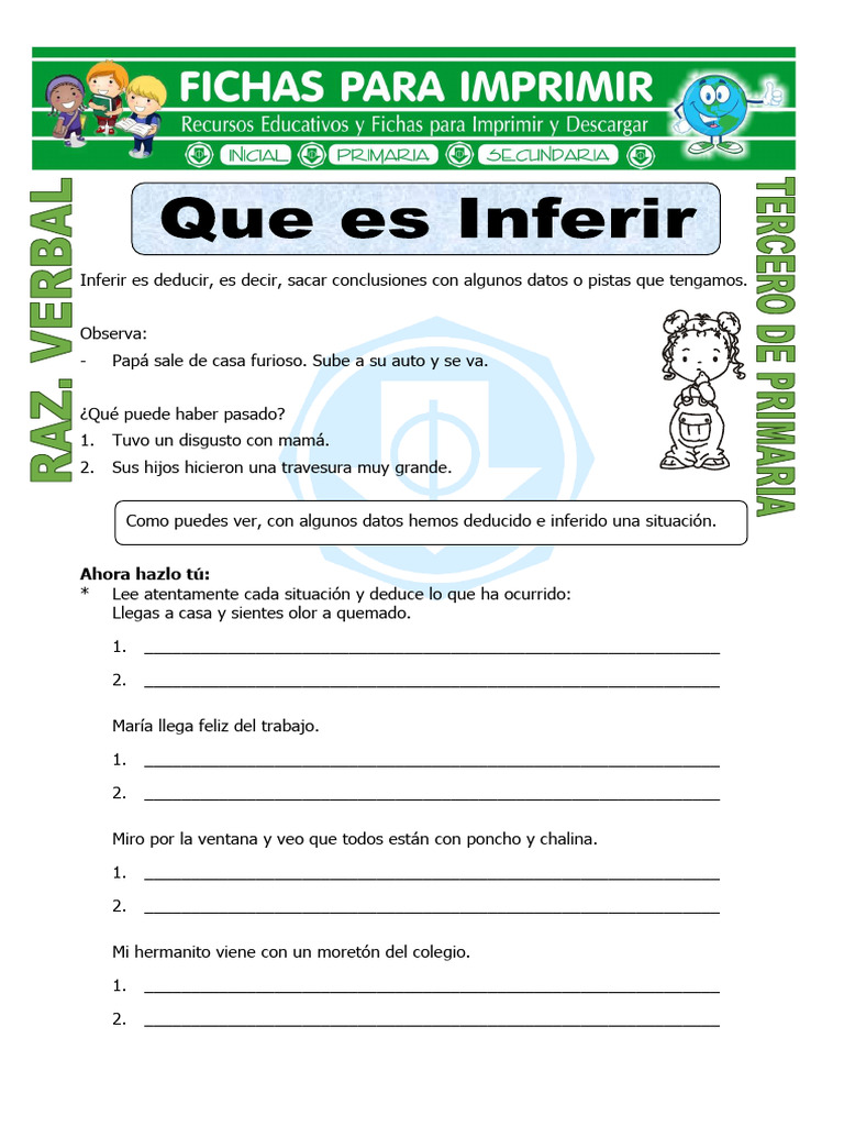 Ficha Que Es Inferir Para Tercero de Primaria | PDF