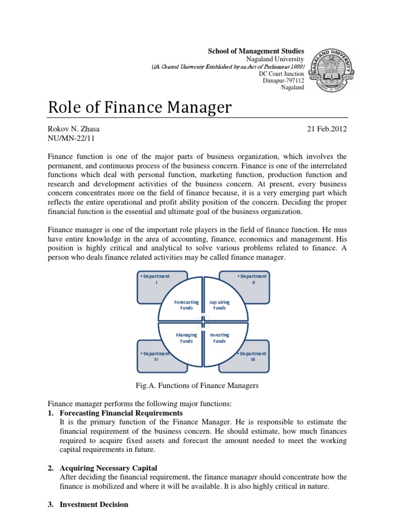 Asg 1 Role Of Finance Manager Business Economics Economies