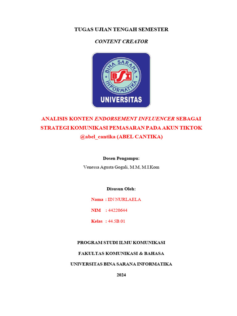 Contoh Tugas Uts Analisis Content Creator | PDF