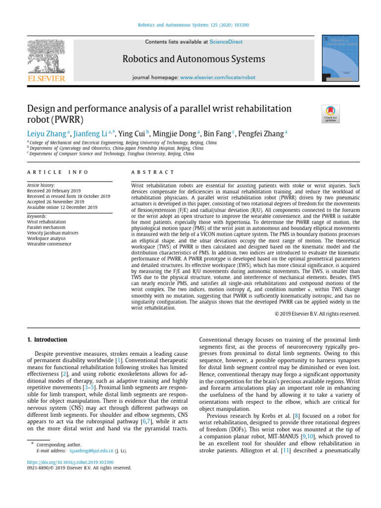 Robotics and Autonomous Systems | PDF | Musculoskeletal System