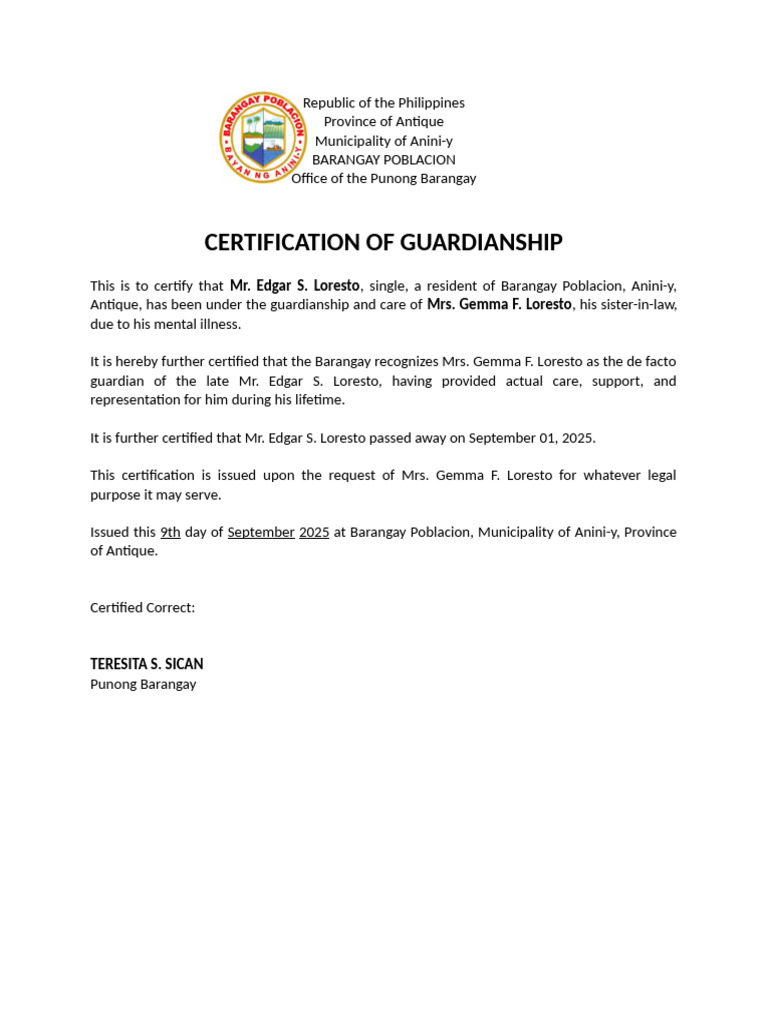 Certificate of Guardianship | PDF
