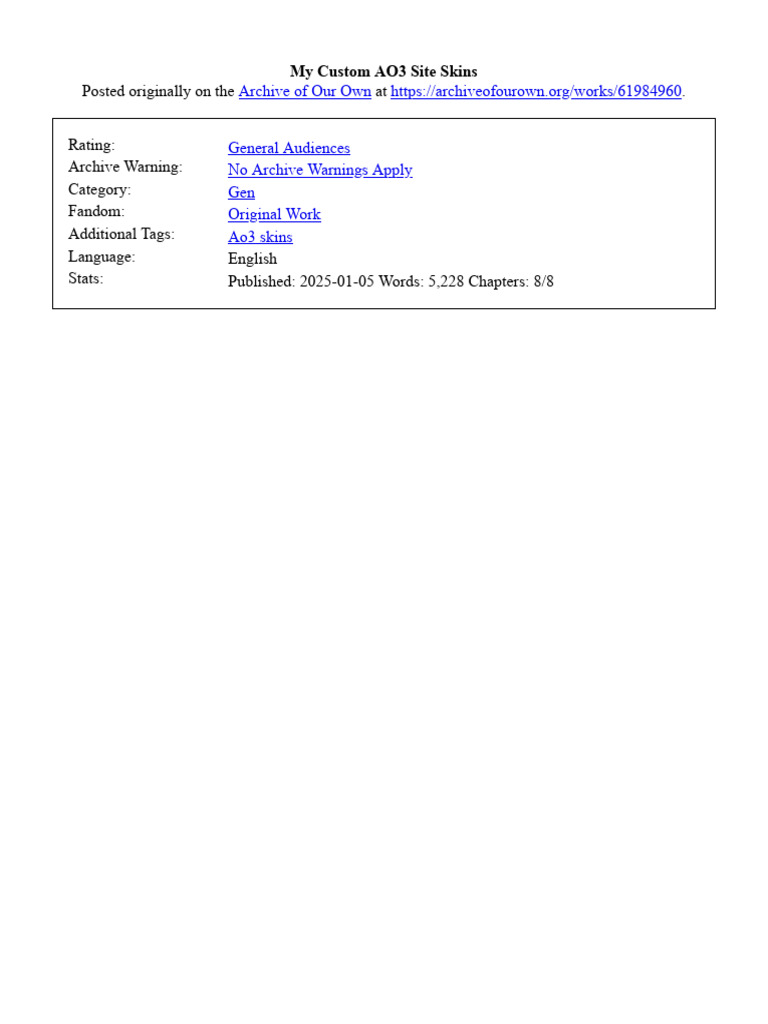 My Custom AO3 Site Skins | PDF | Computing | Software