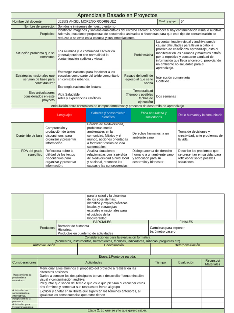 Formato de planeación Proyecto AS | PDF | Aprendizaje | Biodiversidad