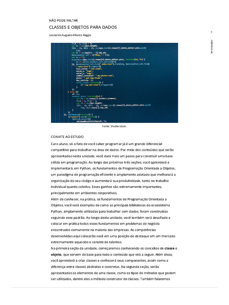 Programação Orientada A Objetos para Dados - P02 - 01 | PDF | Python ...
