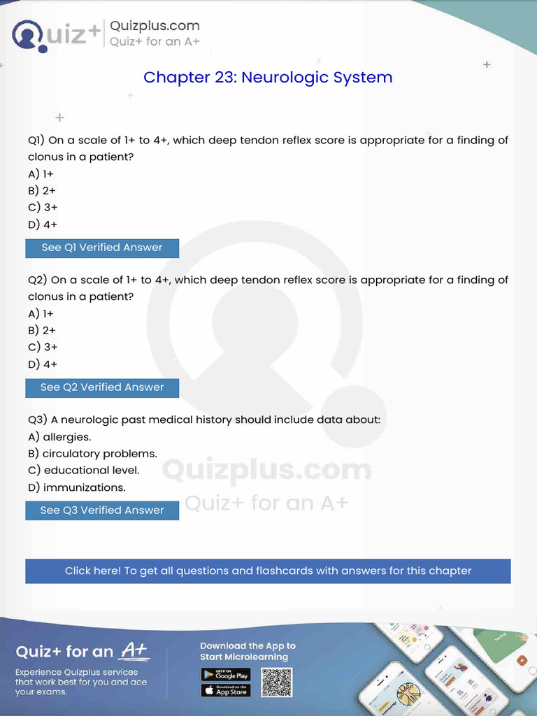 On a Scale of 1 to 4 Which Deep Tendon Reflex Score is Appropriate for ...