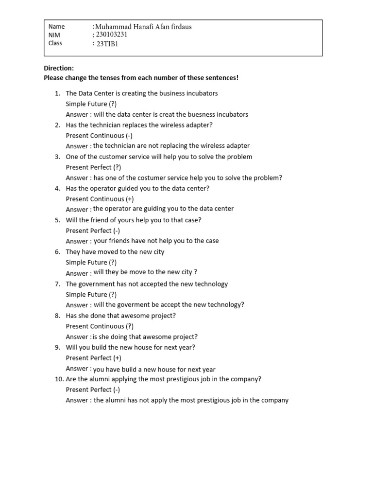 Assignment_Tenses_Present Continuous, Present Perfect, & Simple Future ...