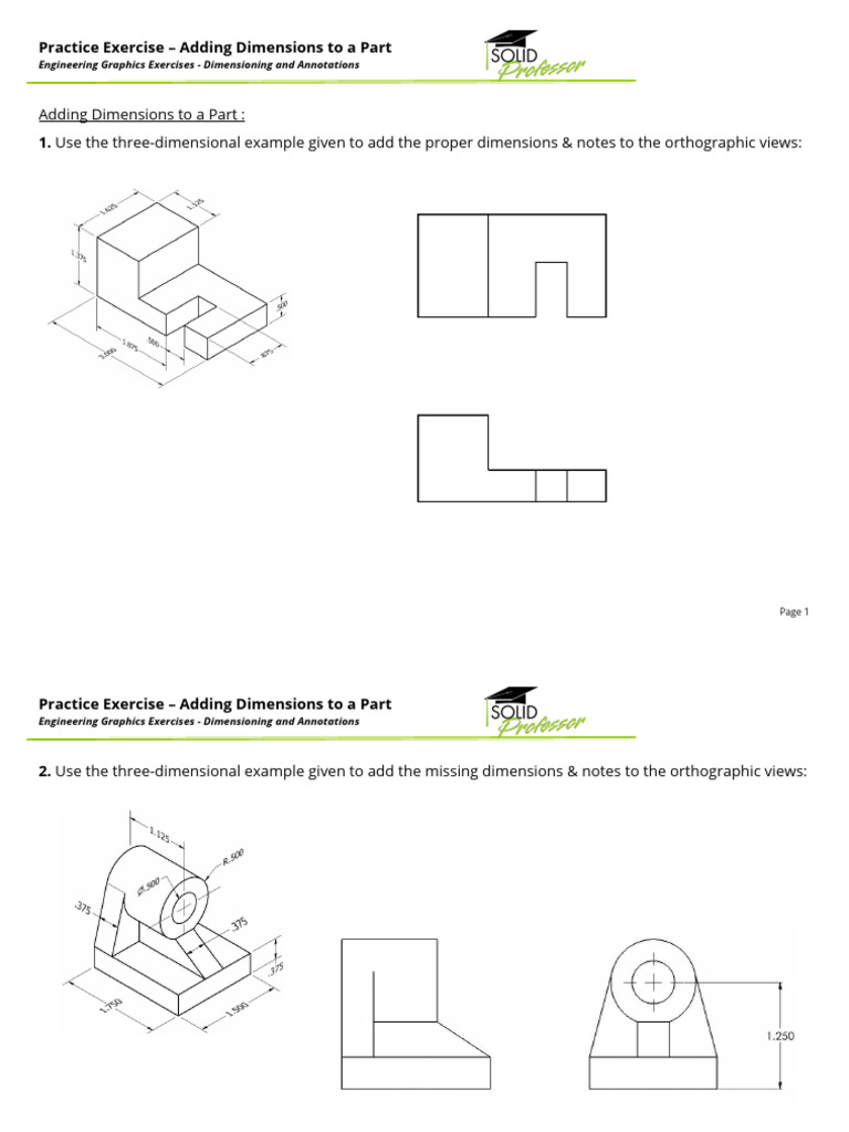 Dimensioning Exercises | PDF