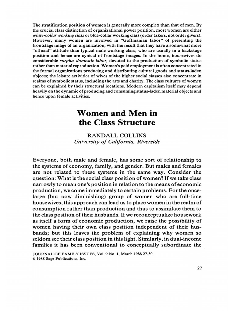 Women and Men in the Class Structure | PDF