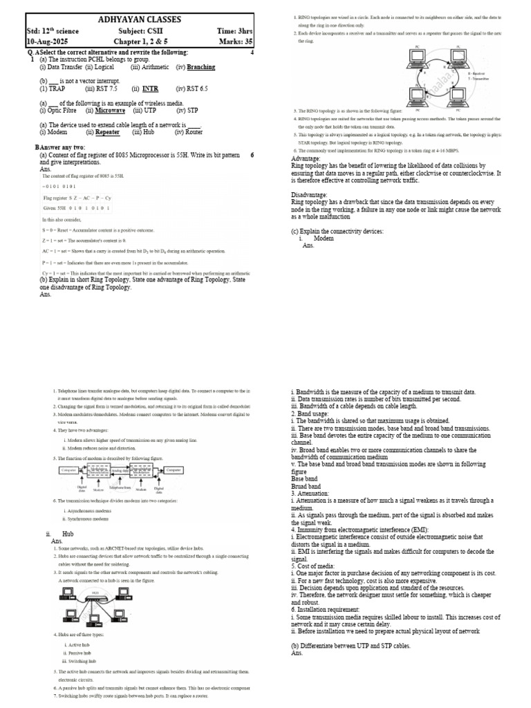10-08-25 CS2 1,2 and 5 answer sheet | PDF | Network Topology ...