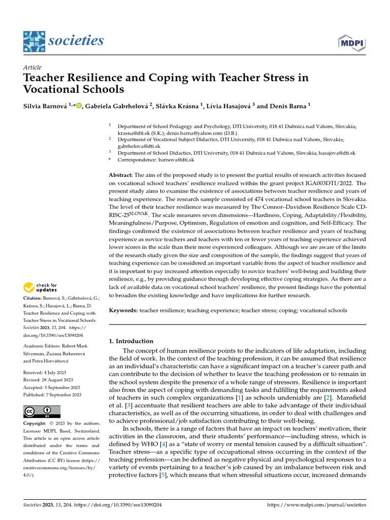 societies-13-00204 | PDF | Psychological Resilience | Stress (Biology)