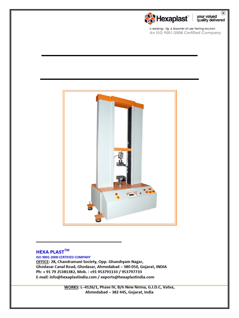 Digital Tensile Machine- Operating Manual | PDF | Strength Of Materials ...