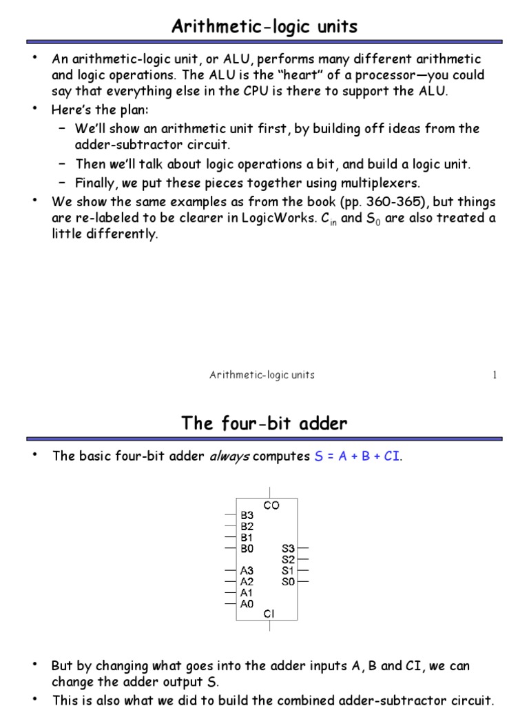 Understanding Arithmetic-Logic Units (ALUs) | PDF | Computers ...