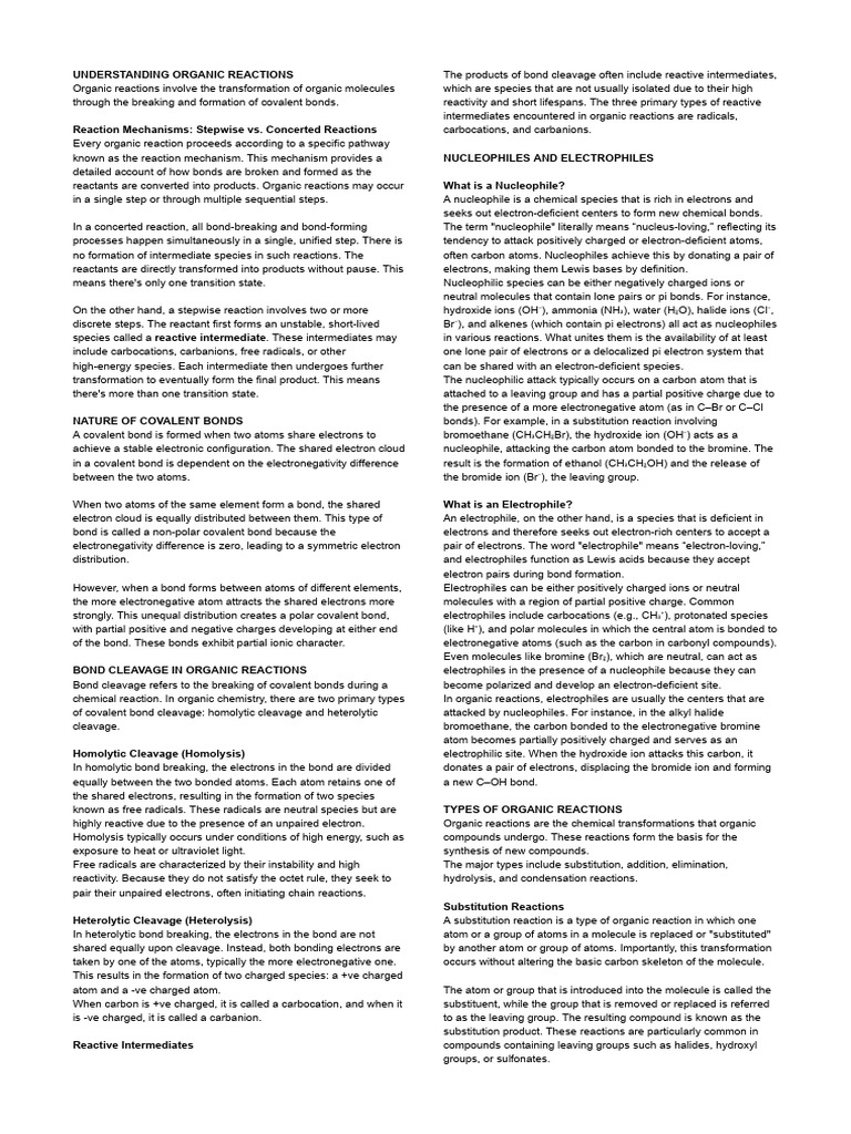 Organic Reactions (Note) | PDF