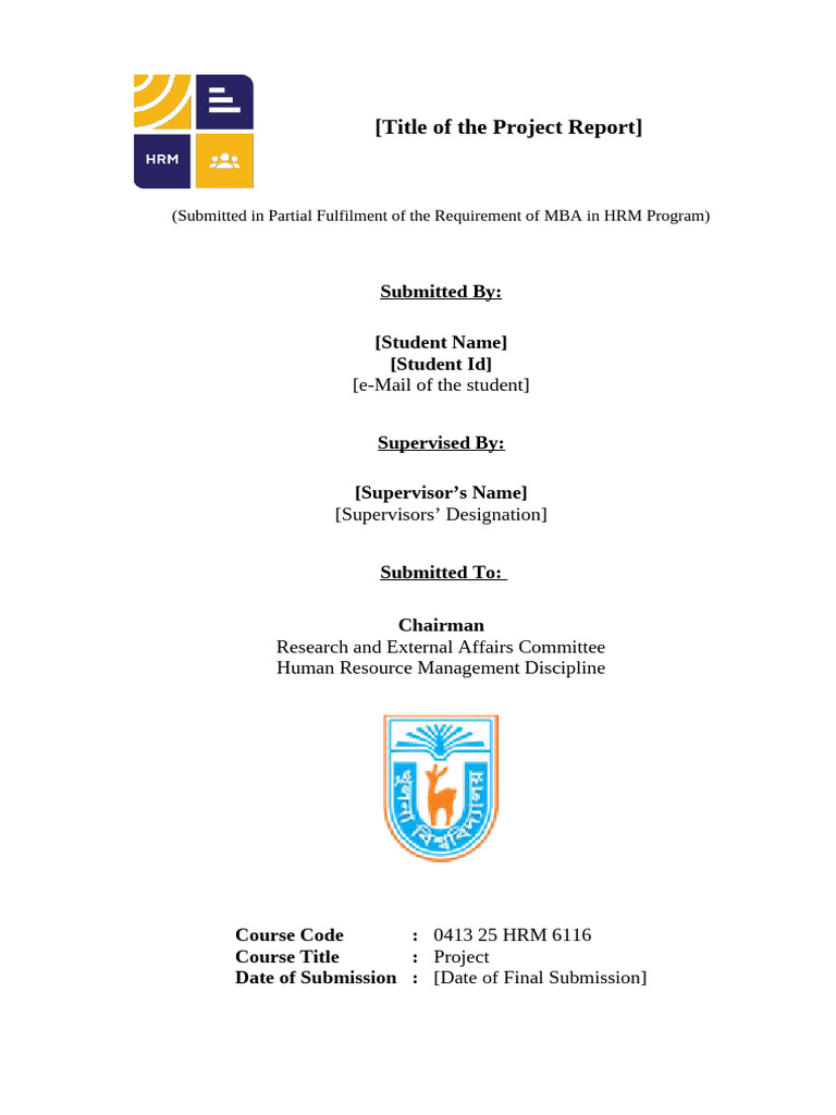 MBA Project Report Format | PDF | Analysis Of Covariance | Methodology