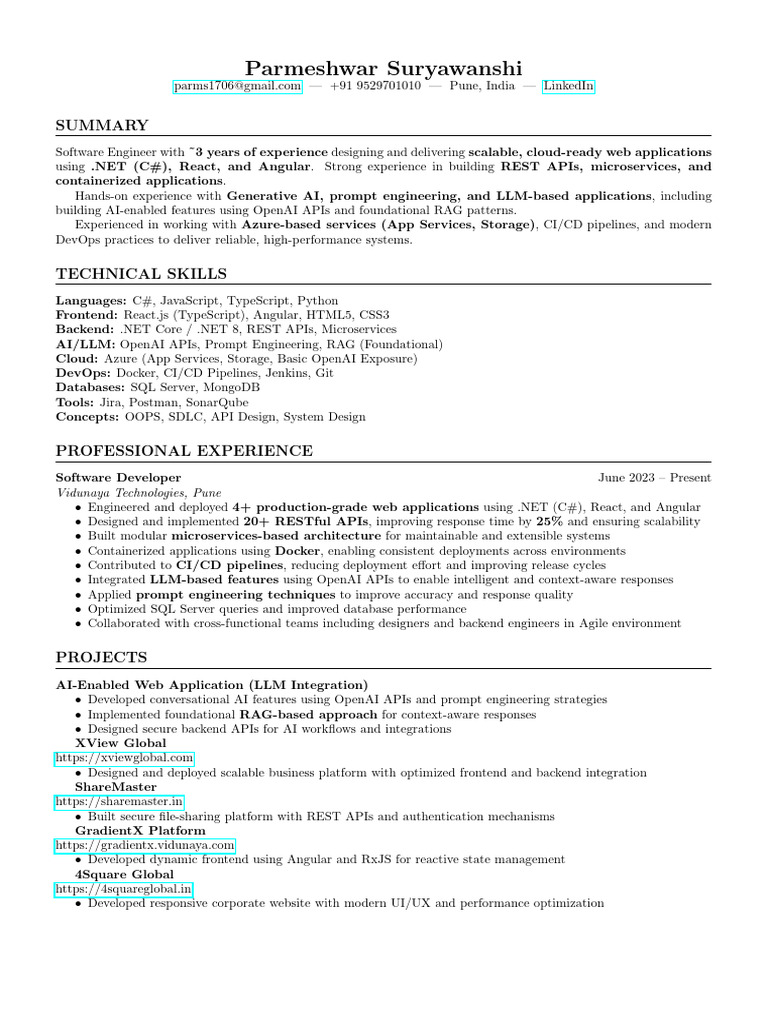 Parmeshwar Resume (10) | PDF | Web Application | Computing