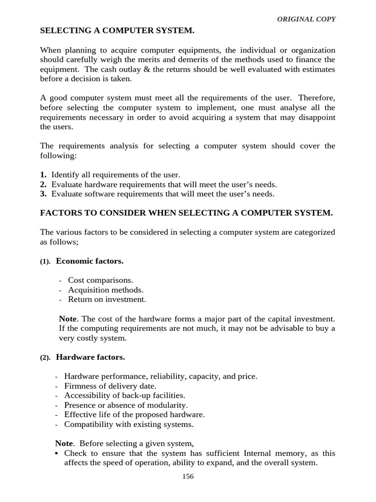 Selecting a Computer System | PDF | Lease | Software