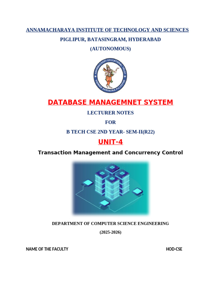 DBMS FINAL UNIT-4(UPDATED) | PDF | Database Transaction | Acid