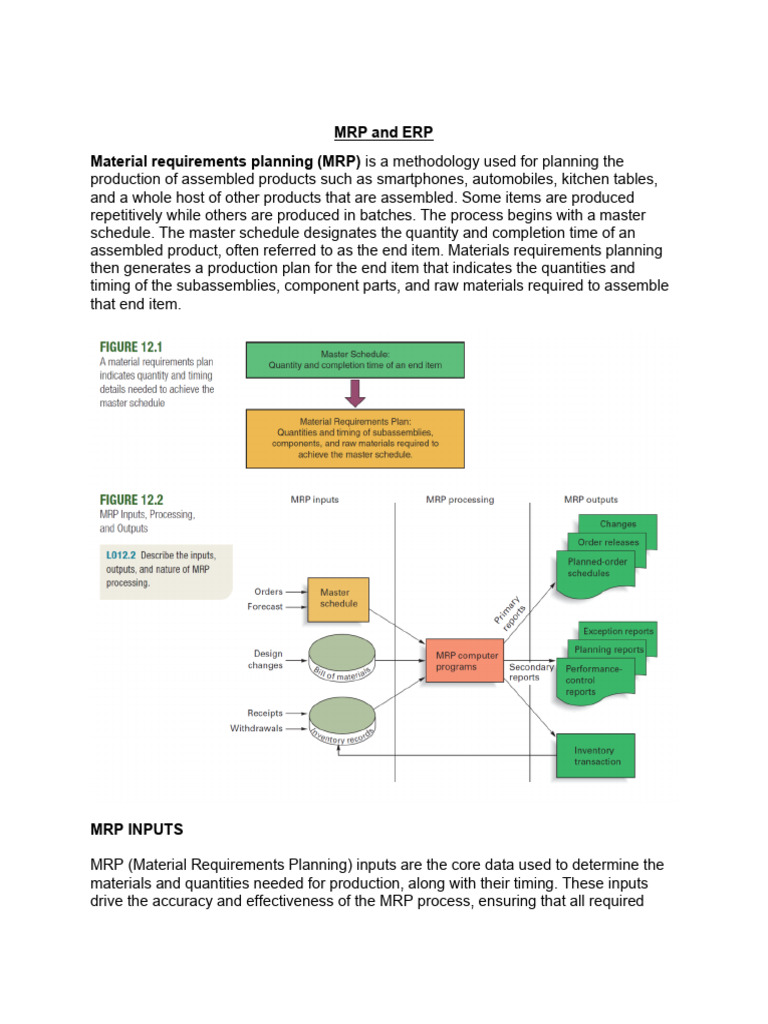 'MRP and ERP, Master Scheduling | PDF | Enterprise Resource Planning ...
