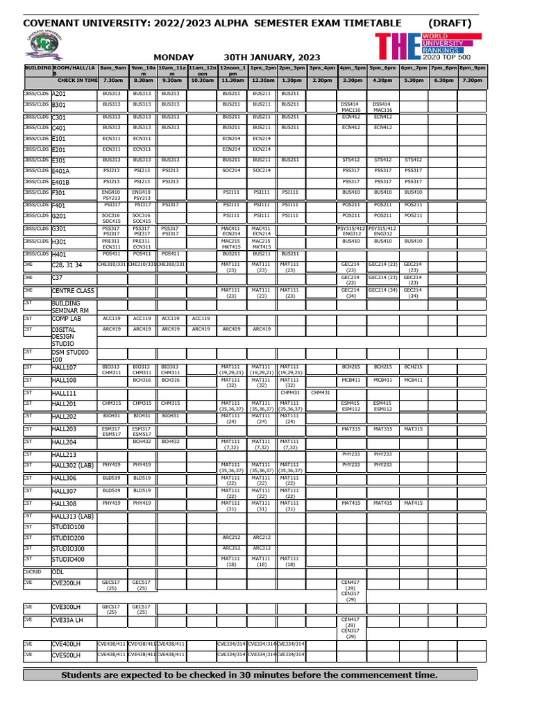 25 JAN Final-draft Timetable ALPHA EXAM 2022 2023 | PDF